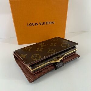 Pre Owned Louis Vuitton Brown Monogram French Style Compact Wallet with Box.